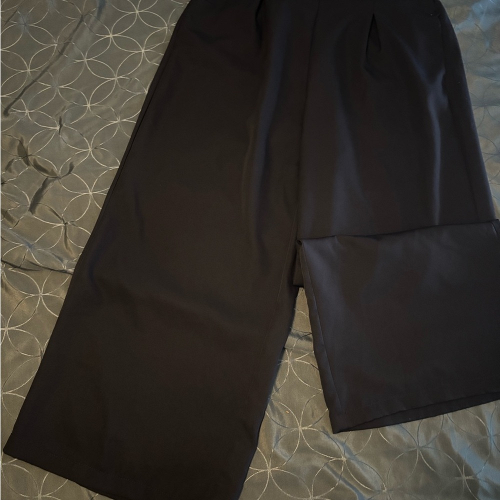 Elegant Navy Wide-Leg Pants